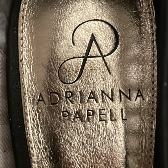 Excellent condition Adrianna Papel flirt open peep toe black chiffon pump - Picture 12 of 12